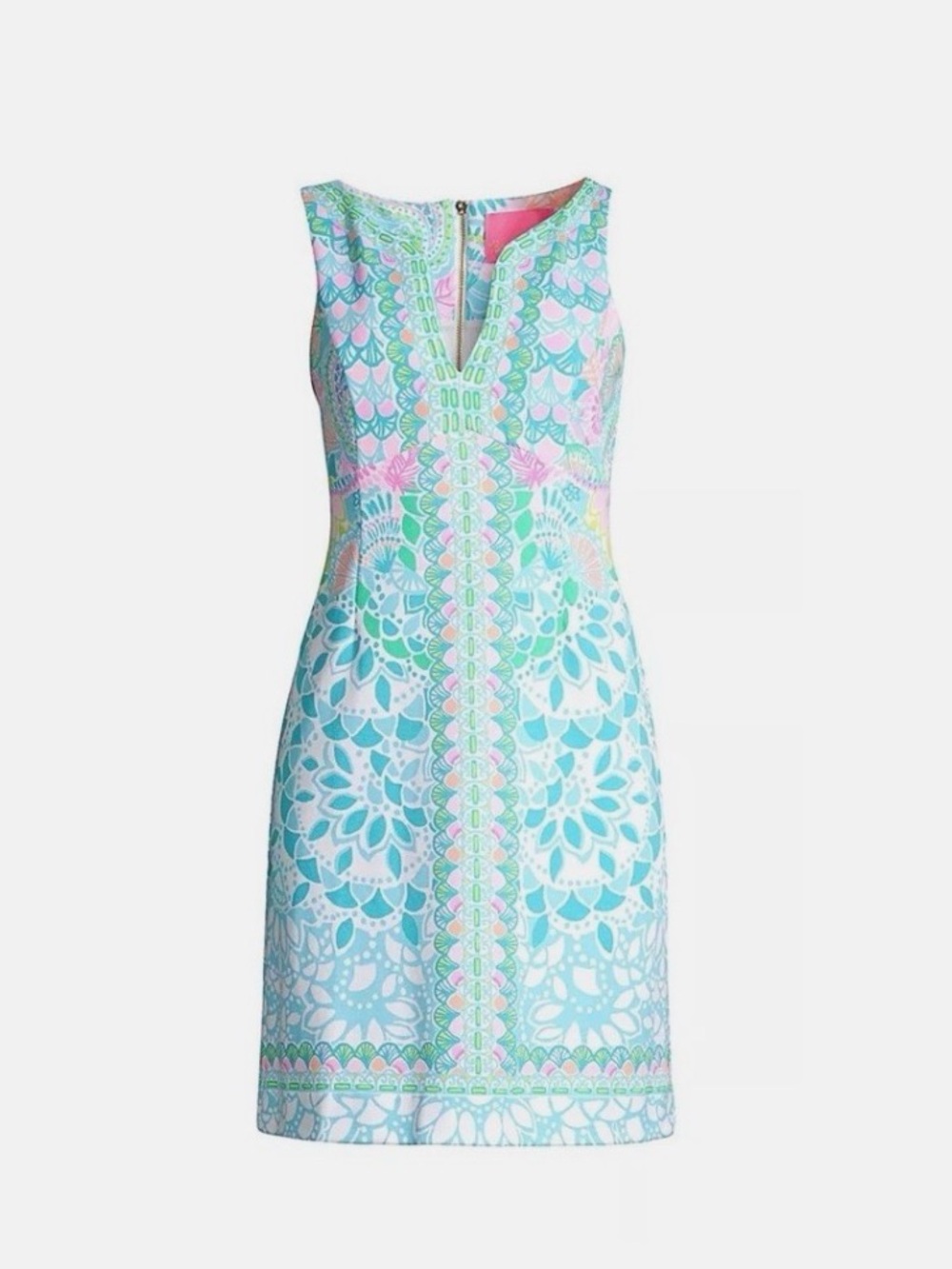 Lilly Pulitzer Teal, Pink & Coral Floral Medallion Midi Dress
